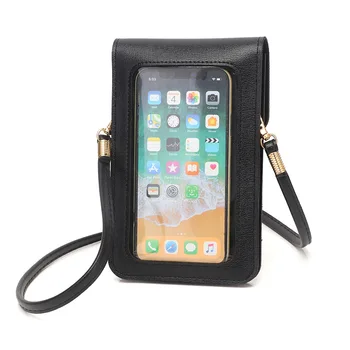 Прозрачная сумка для мобильного телефона с сенсорным экраном, открывающаяся на Длинном Ремешке, Чехол для карт, Кошелек, Женские Мини-сумки через плечо для девочек
