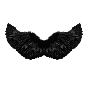 Крылья ангела для взрослых, роскошные крылья из перьев с эластичными ремешками, аксессуар для костюма на Хэллоуин для мужчин и женщин