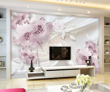 beibehang, Изготовленная на заказ фреска, 3D стерео фотообои, роскошный бриллиантовый цветок, 3d ювелирный фон, обои для стен, papel de parede