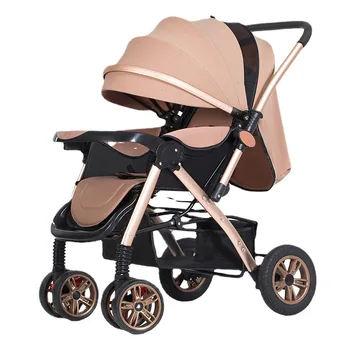 Детская коляска с высоким обзором, легкий складной детский зонт, Автомобильная четырехколесная амортизирующая коляска, коляска на больших колесах