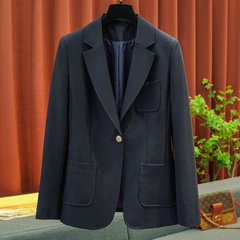 Высококачественный Женский блейзер GGHK, модный Темпераментный Пиджак на одной пуговице с длинными рукавами и карманами, Офисный женский Блейзер