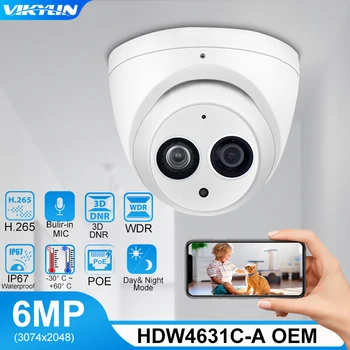 Vikylin IP Камера Видеонаблюдения 6MP Для Dahua HDW4631C-A Камера Видеонаблюдения Ночного Видения IR PoE H.265 Встроенный микрофон Наружная Камера
