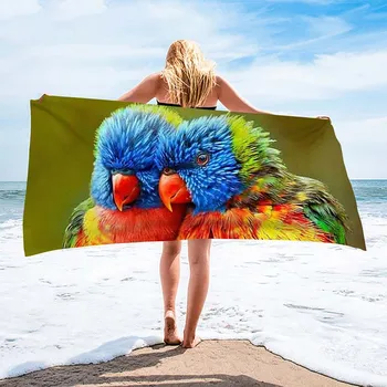 Пляжное полотенце С Красочным Рисунком Милого Попугая, Пляжное полотенце Большого Размера, Мужское, женское, Детское, мягкое, быстросохнущее, для Плавания, для Кемпинга