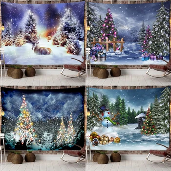 Украшение Рождественской елки подарочный гобелен с печатью для дома, гостиной, спальни, украшения стен, фоновая ткань, гобелен