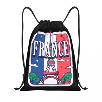 Дизайн Эйфелевой башни с флагом Франции, незаменимый рюкзак, юмористический графический пехотный рюкзак, сумки на шнурках, спортивная сумка, уникальная уютная