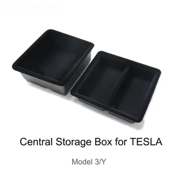 Коробка для хранения Подлокотника центральной консоли для Tesla Model 3 Y Центральный Флокированный/Силиконовый Органайзер Лоток Аксессуары для интерьера 2021-2023