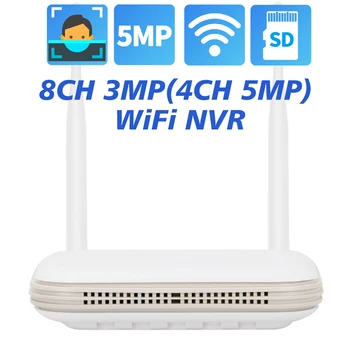 Wifi NVR 8CH 3MP (4CH 5MP) iCSee Видеомагнитофон TF Слот для карты Распознавания лиц P2P H.265 + Сжатие для Беспроводной системы Безопасности