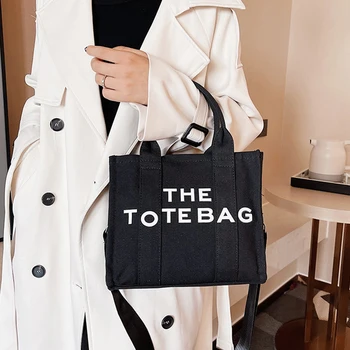 Большая вместимость, Новинка 2023 года, сумка на плечо с монограммой, Роскошный Дизайнерский бренд, однотонная холщовая сумка-тоут для женщин, кошелек