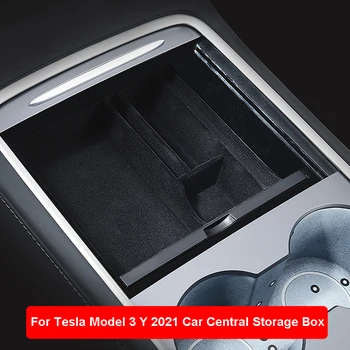 Ящик для хранения Подлокотника Центрального управления автомобиля, Стекающийся с поверхности, Противоскользящий Противоударный Скрытый ящик для хранения для Tesla Модель 3 2021