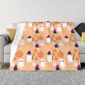 Милые Осенние призраки на Хэллоуин, Тыквы и Одеяла для кошек, Фланелевое Весенне-осеннее Вечернее Мягкое одеяло для Дивана, коврик для дивана