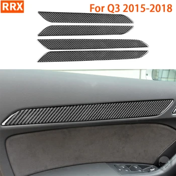 Накладка На внутреннюю дверную панель автомобиля, наклейка из настоящего Углеродного волокна Для Audi Q3 2015 2016 2017 2018, Аксессуары для укладки интерьера