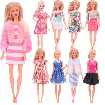 Платье для куклы 11,8 дюймов, Модное маленькое платье с цветочным рисунком для Барби, аксессуары для одежды, платье для куклы 30 см, праздничный подарок на день рождения красивой девочки