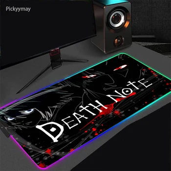 Игровой RGB Коврик Для Мыши Death Note Аниме Клавиатура Для Ноутбука СВЕТОДИОДНЫЙ Большой Компьютерный Коврик Для Мыши ПК Настольный Ковер Коврик Для Мыши С Подсветкой