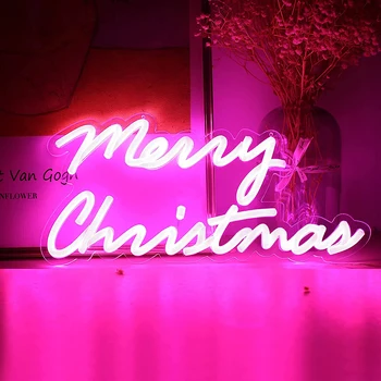 Светодиодная Неоновая Вывеска Night Light для Настенного Декора Вечеринки Merry Christmas Art Decoration Рождество с Цепочкой Световой Модулятор 12V