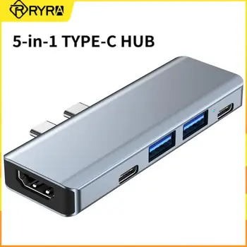 RYRA 5 в 1 Двойной мужской концентратор Type-C 4K HDMI-совместимый PD 100 Вт Быстрая зарядка только для Apple Macbook Алюминиевый адаптер USB C Hub