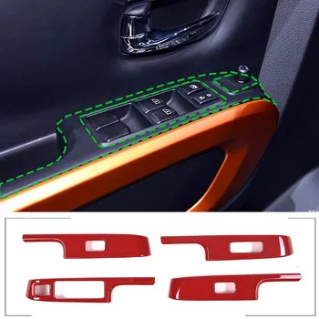 Для 2016-2023 Nissan Titan ABS Красная Кнопка Подъема стекла Автомобиля Рамка Наклейка Аксессуары для защиты салона автомобиля 4шт