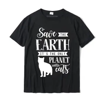 Забавный дизайн для любителей кошек Спасите Землю! Пуловер с капюшоном Camisas Hombre SummerGift, топы, рубашки, Классические хлопковые молодежные футболки