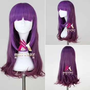Длинные синтетические парики в стиле лолиты с фиолетовой бахромой Japan harajuku daily парики для женщин с горячей челкой resist + шапочка для парика