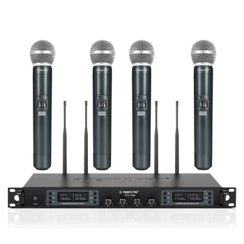 UHF Профессиональный Беспроводной Микрофон Phenyx Pro С 4 Каналами Автоматической Развертки С Возможностью выбора частоты Металл 100 М Для Певческой Церкви PTU7000
