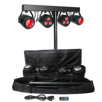 DJ Осветительное оборудование 6x4 Вт RGB UV 4в1 с номинальной мощностью и эффектом Лунного цветка, комплект с Т-образным штативом и сумкой для переноски