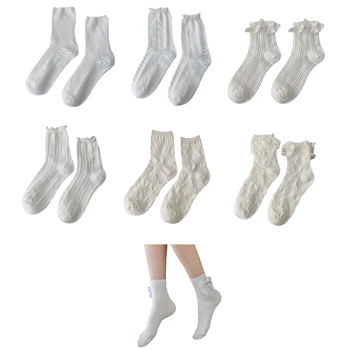 Короткие Носки Чулочно-носочные изделия с бантом, Кружевные Носки с оборками, Хлопчатобумажные носки для платья, Аксессуары для костюмов для Косплея, прямая доставка