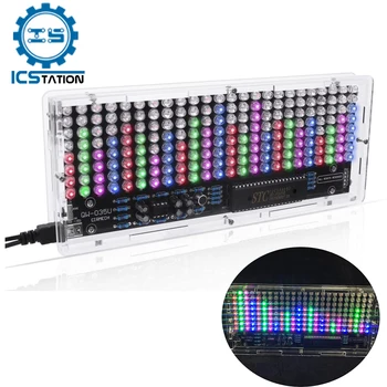 DIY LED Music Spectrum Display Набор для Пайки 4-Цветная Вспышка Аудио спектра Обучение Пайке с Акриловым Корпусом Электрический