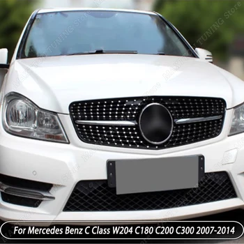 Замена Решеток Переднего бампера автомобиля для Mercedes Benz C Class W204 S204 C204 C180 C200 C300 2007-2014 Черные Аксессуары