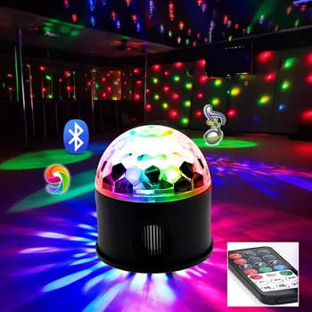 9 Цветов СВЕТОДИОДНЫЙ диско-шар DJ, стробоскоп, звук, активируемый с помощью пульта дистанционного управления, сценическая лампа для домашней вечеринки, Дня Рождения, Свадьбы, танцев в баре