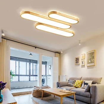 2022 Новый Деревянный светодиодный потолочный светильник с дистанционным управлением Деревянный дом Декоративные панели освещения Для гостиной, столовой, кухни, коридора