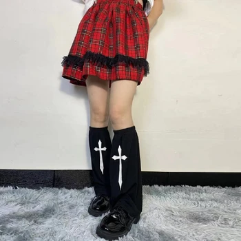 Женские Гетры Cross Cool с перекрестным принтом в готическом стиле в стиле панк/Однотонные Носки без носков, Чехлы для ног, Уличная одежда
