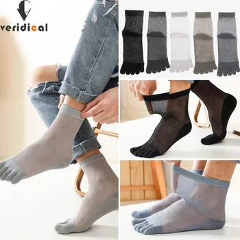 Летние тонкие носки с пятью пальцами, мужские прозрачные антибактериальные, дышащие мягкие эластичные короткие носки с носками Sokken Fashion