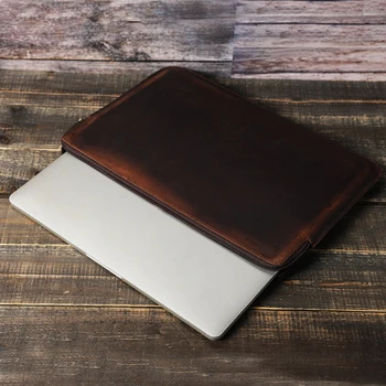 Мужской Портфель для ноутбука Macbook Air Pro, 15,4-дюймовая сумка из воловьей кожи, рукав для планшета, чехол на молнии