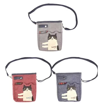 Сумка через плечо с вышитым котом, сумка через плечо, сумка для мобильного телефона, упаковка для карточек, сумка для покупок, простая и стильная