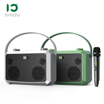 SHIDU 50 Вт Hi-Fi Портативный Bluetooth Динамик с УВЧ Беспроводным Микрофоном для Домашнего KTV Live Караоке на открытом Воздухе M5