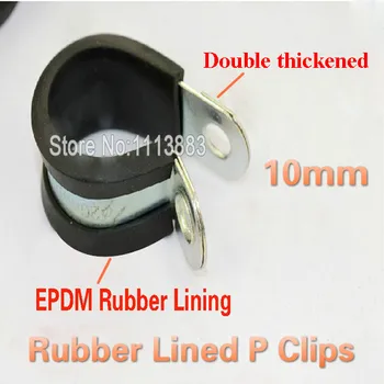 R-зажимы с резиновой подкладкой EPDM, Оцинкованные Хомуты для шлангов 10 мм