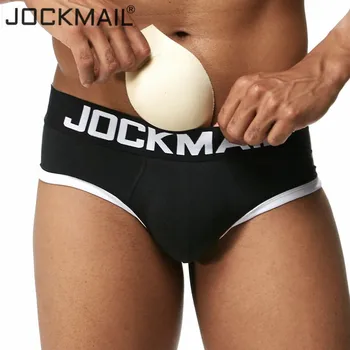 JOCKMAIL Сексуальное мужское нижнее белье, трусы с подкладкой для пениса, пуш-ап, дышащий хлопок, мужская упаковка, увеличивающая объем туловища, гей-нижнее белье