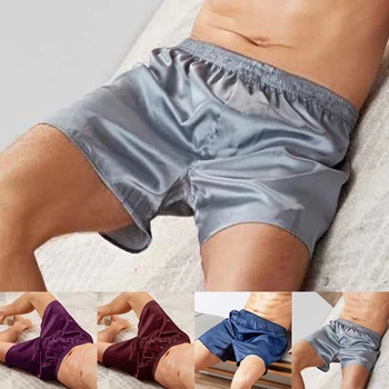 Летние Шелковые атласные шорты для мужчин, домашняя одежда, Мягкие дышащие плавки для сна, Пижамы, Пижамы с короткими штанами, Одежда