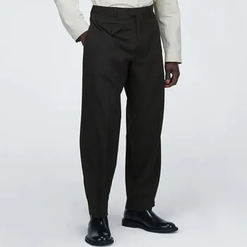 Мужской костюм, брюки, весенне-осенний новый модный тренд, простые темные качественные брюки большого размера