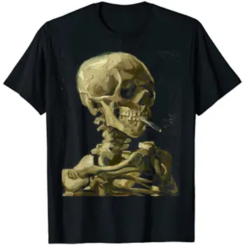 Футболка с изображением черепа Ван Гога и сигаретного скелета для борьбы с курением, повседневные хлопковые футболки Four Seasons для мужчин, футболки в стиле харадзюку