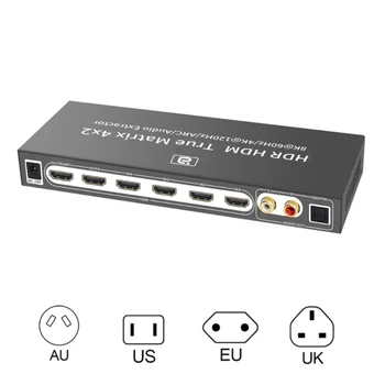 HDMI2.1 Аудио Переключатель Экстрактор 8K 4x2 4K120Hz CEC HDMI-совместимый Аудио Конвертер Разветвитель Адаптер для DVD-плеера HDTV F19E