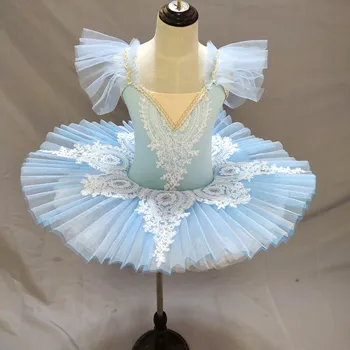 Небесно-Голубая Балетная танцевальная Блинная пачка для детей, Профессиональная Балетная пачка для взрослых, танцевальные костюмы Балерины для девочек, Балетное платье