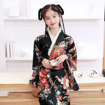 Кимоно для маленьких девочек Традиционное вечернее платье Детский костюм для Косплея в Японском стиле, Детские Халаты Юката, Одежда самурая Хаори
