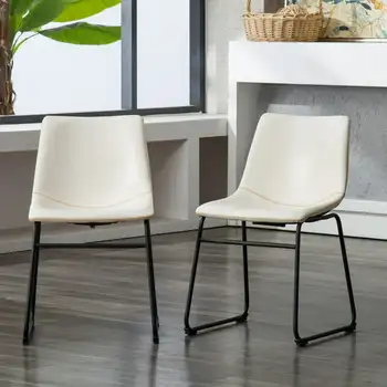 Винтажный обеденный стул из искусственной кожи - комплект из 2