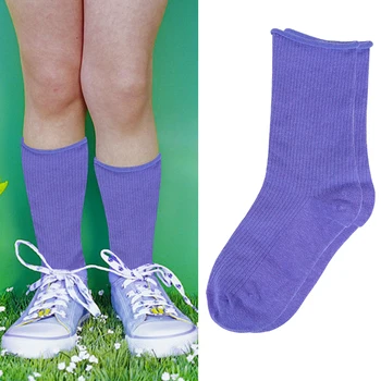 Женские модные простые однотонные носки в корейском стиле с рулоном, хлопковые носки средней длины, мужские дышащие носки Унисекс, повседневные носки Sox