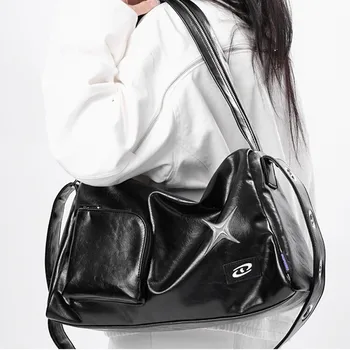 Y2k, Винтажная корейская сумка через плечо, эстетическая сумка в стиле Гранж, Женские сумки, Дорожная сумка на молнии, Сумки для багажа на плечо, Женские сумки