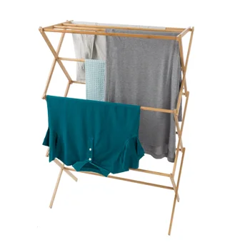 Портативная бамбуковая сушилка для одежды- складная и компактная для использования в помещении/на улице От