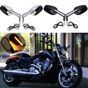 Мотоциклетные зеркала заднего вида со светодиодными передними поворотниками Для Harley VROD VRSCF 2009-2017 Мотоциклетное зеркало заднего вида