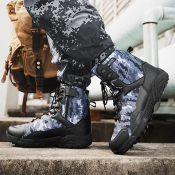 Уличные Армейские ботинки, Мужская Обувь для полевых тренировок в Альпинизме, Высокие Водонепроницаемые Тактические ботинки для разведки Пустыни, Размер 46
