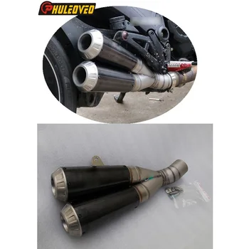 Титановый сплав ID: 58 мм Выхлопная труба Глушителя мотоцикла для Ducati Diavel 1200 2013-2018 Титановый Глушитель Выхлопной трубы Demper