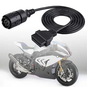 Диагностический соединительный кабель, портативная стабильная передача, от 10 до 16 контактов, черный диагностический удлинитель OBD2 для BMW Motorcycl